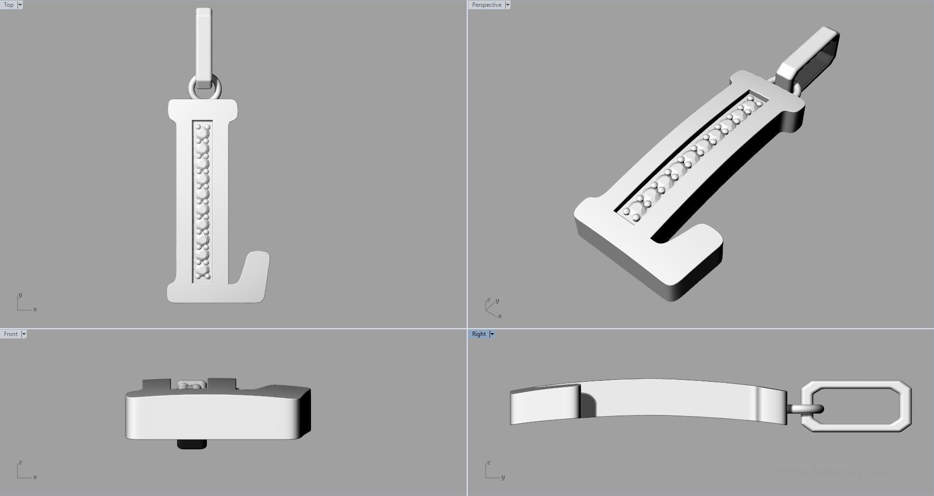 L  SCRIPT DIAMOND PENDANT 3D print model_8