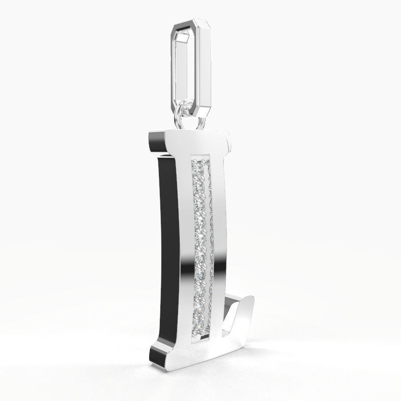 L  SCRIPT DIAMOND PENDANT 3D print model_12
