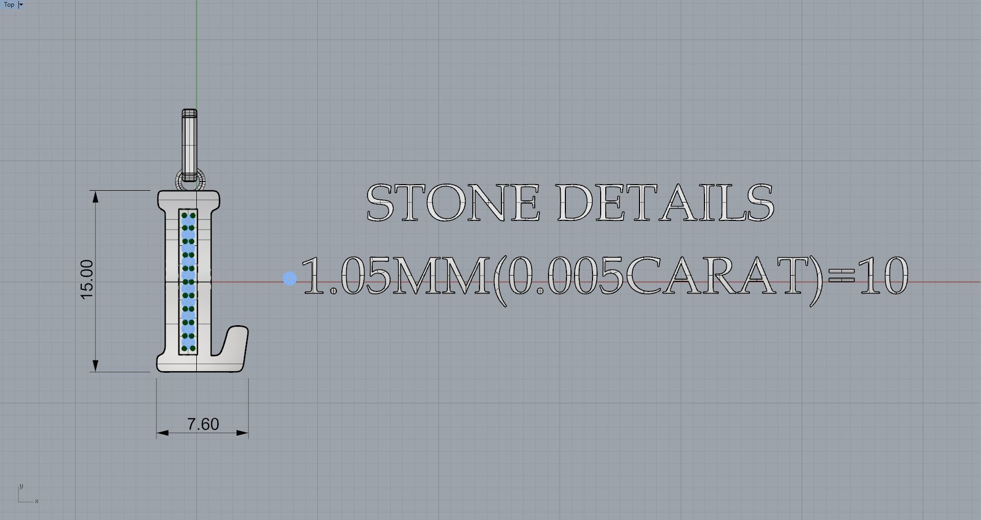 L  SCRIPT DIAMOND PENDANT 3D print model_7