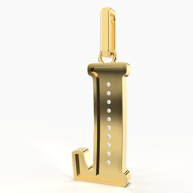 L  SCRIPT DIAMOND PENDANT 3D print model_1