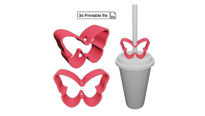 Stl file of Straw topper D8 Butterfly for 3d printing  3D print model