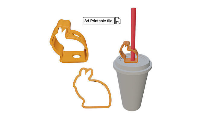 Stl file of Straw topper D9 Rabbit for 3d printing 3D print model