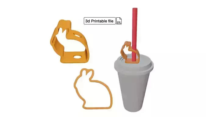 Stl file of Straw topper D9 Rabbit for 3d printing