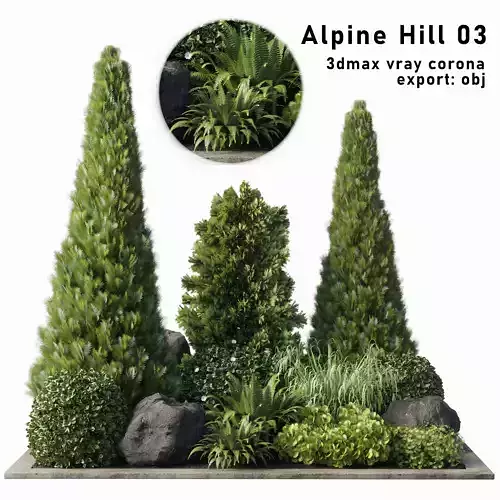 Alpine Hill 03 Low-poly 3D model