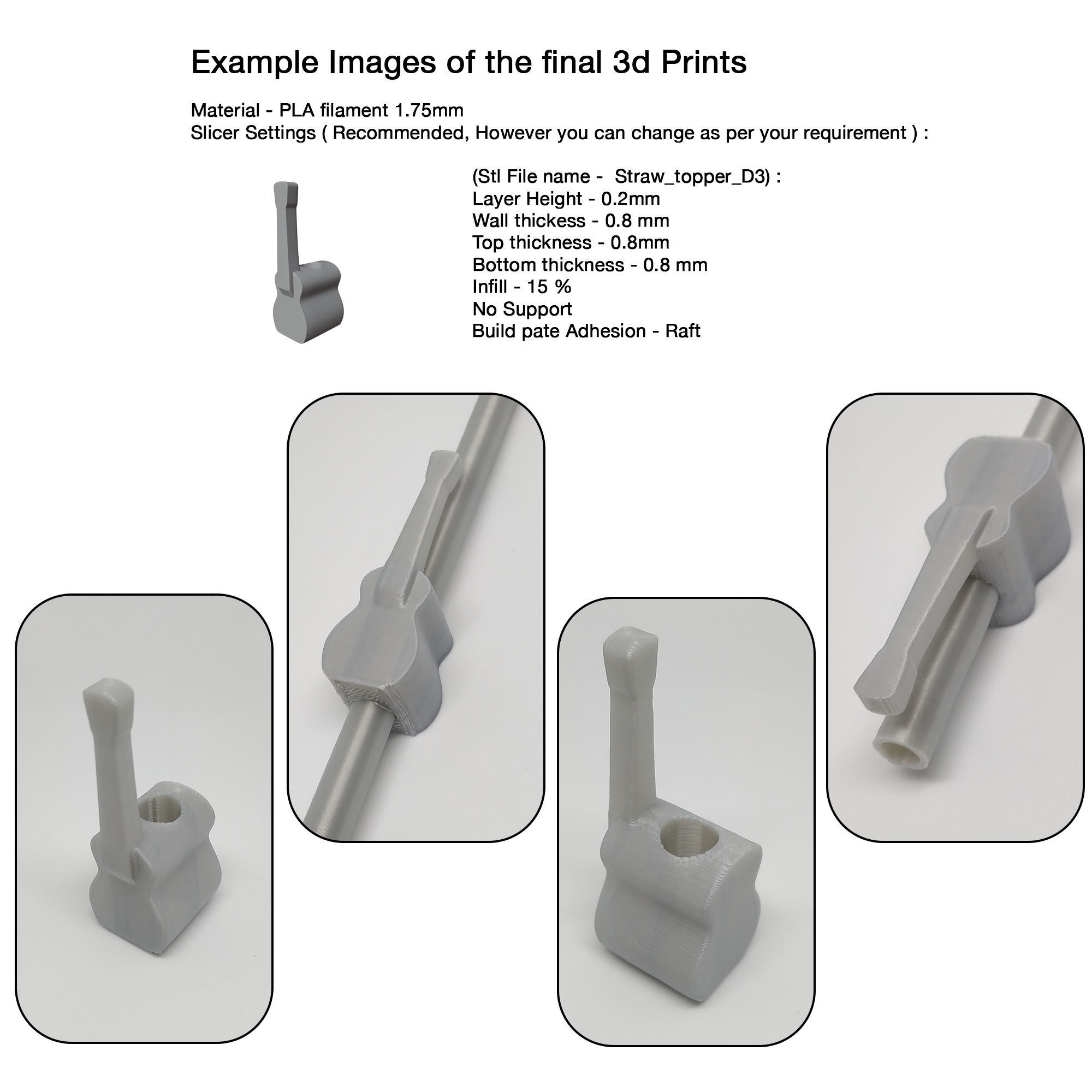 Stl file of Straw topper D10 guitar for 3d printing 3D print model_2