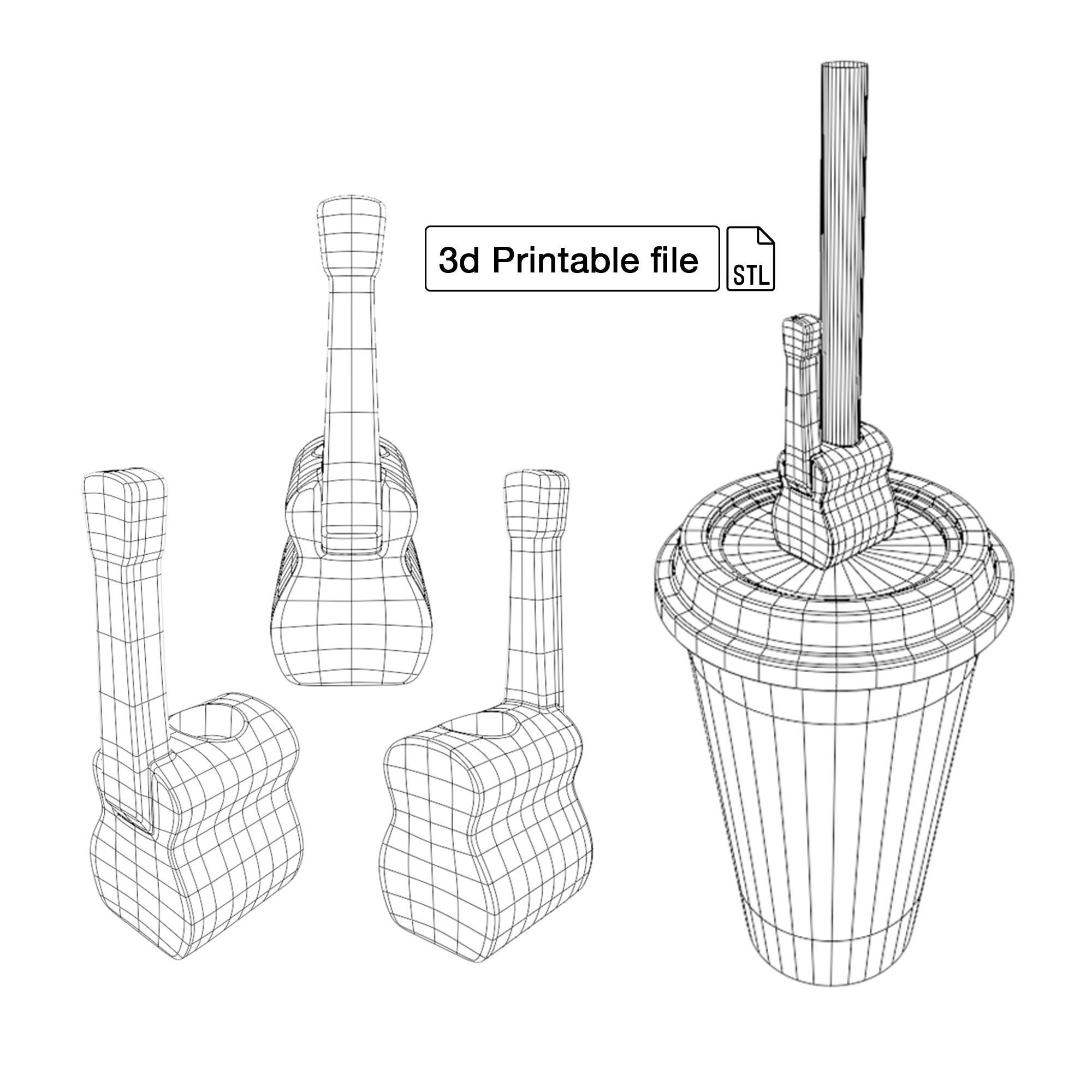 Stl file of Straw topper D10 guitar for 3d printing 3D print model_4
