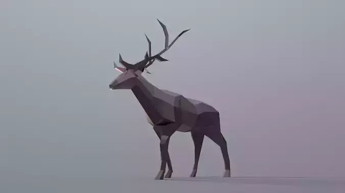 Deer low poly 3D model polygonal