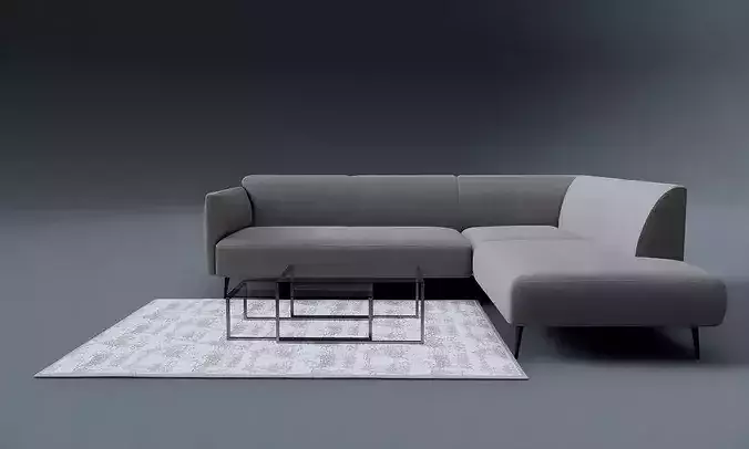 CORNER SOFA FAMILY FOR REVIT 3D model 7