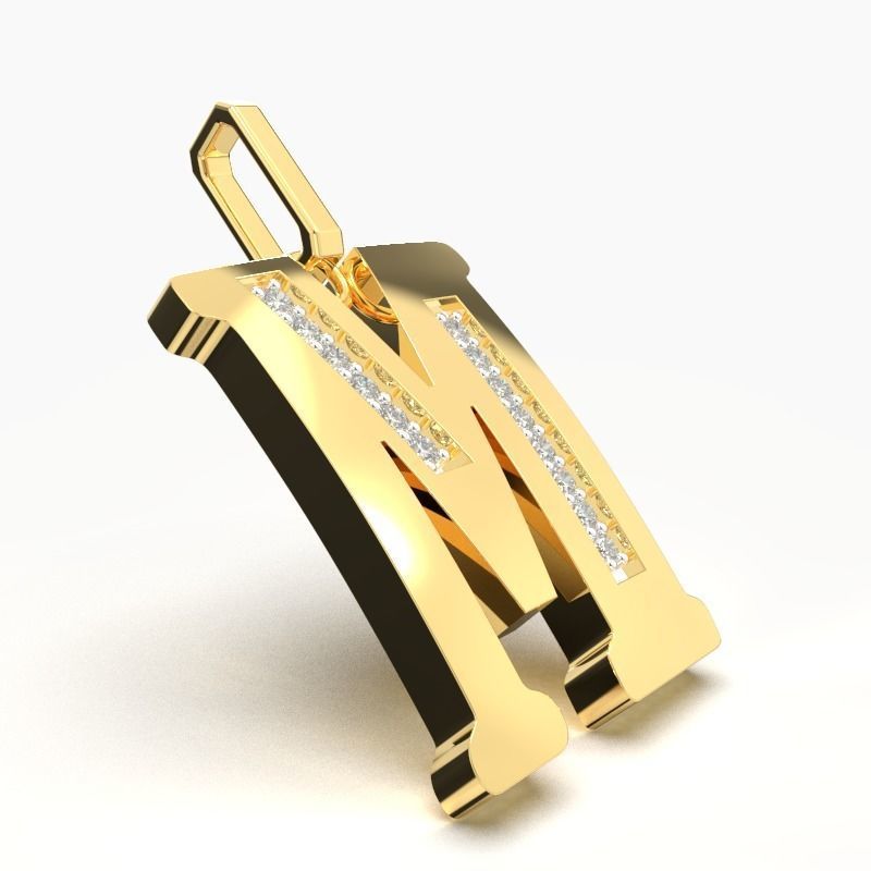M  SCRIPT DIAMOND PENDANT 3D print model_2
