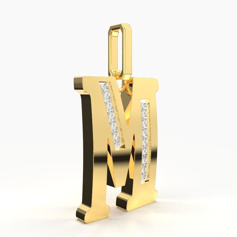 M  SCRIPT DIAMOND PENDANT 3D print model_3
