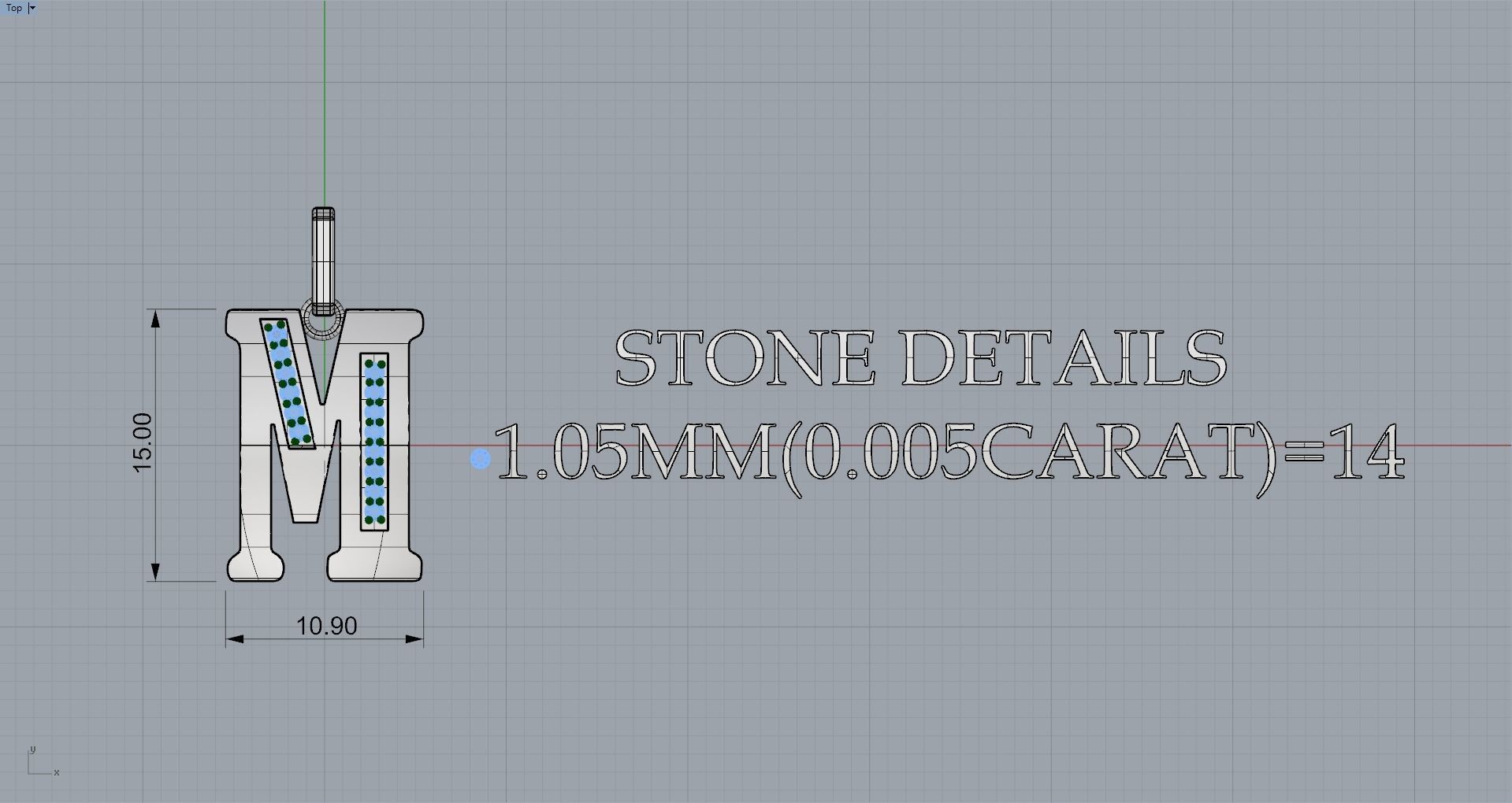 M  SCRIPT DIAMOND PENDANT 3D print model_8