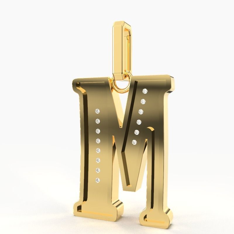 M  SCRIPT DIAMOND PENDANT 3D print model_1