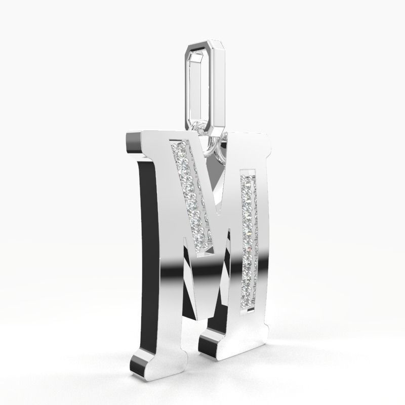M  SCRIPT DIAMOND PENDANT 3D print model_12