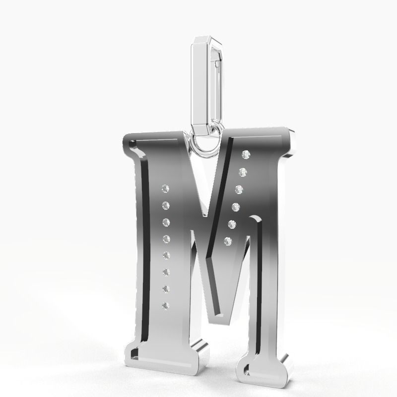 M  SCRIPT DIAMOND PENDANT 3D print model_10