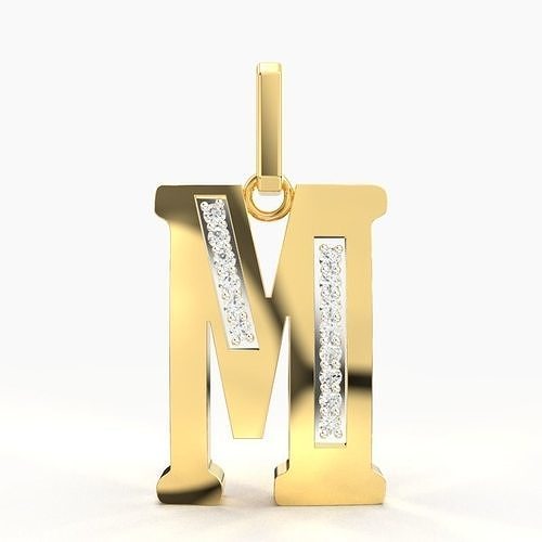 M  SCRIPT DIAMOND PENDANT 3D print model