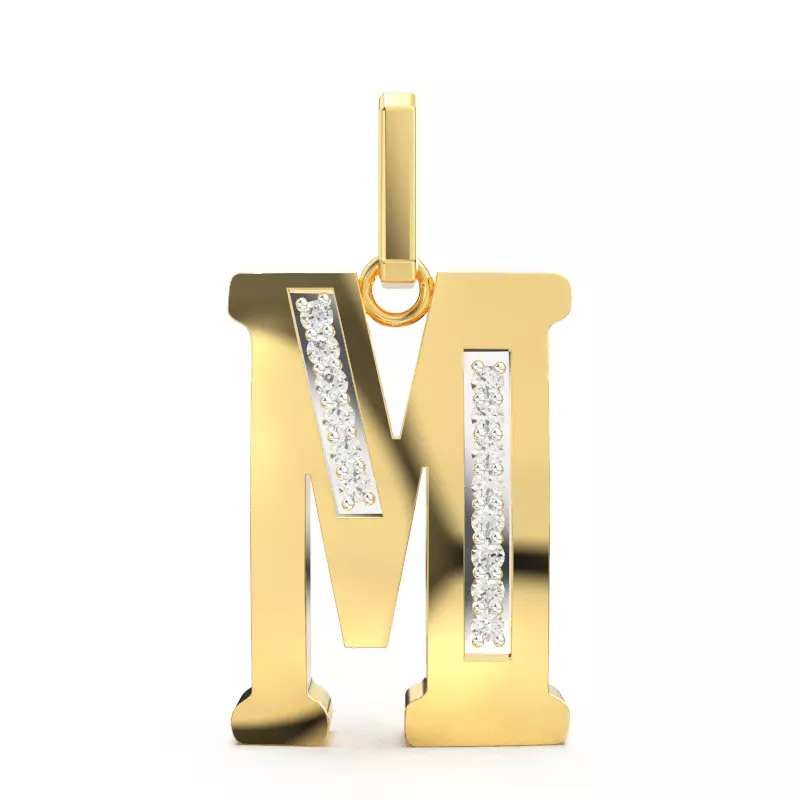M  SCRIPT DIAMOND PENDANT 3D print model_0