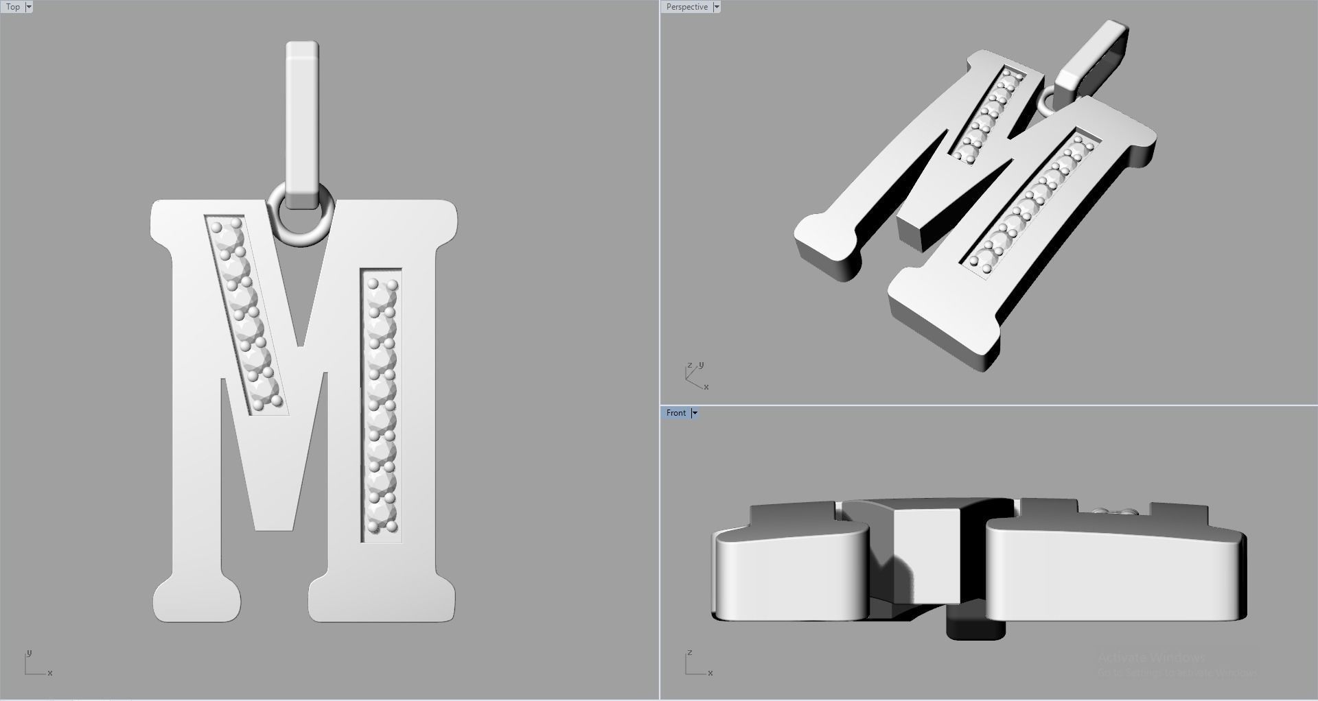 M  SCRIPT DIAMOND PENDANT 3D print model_5