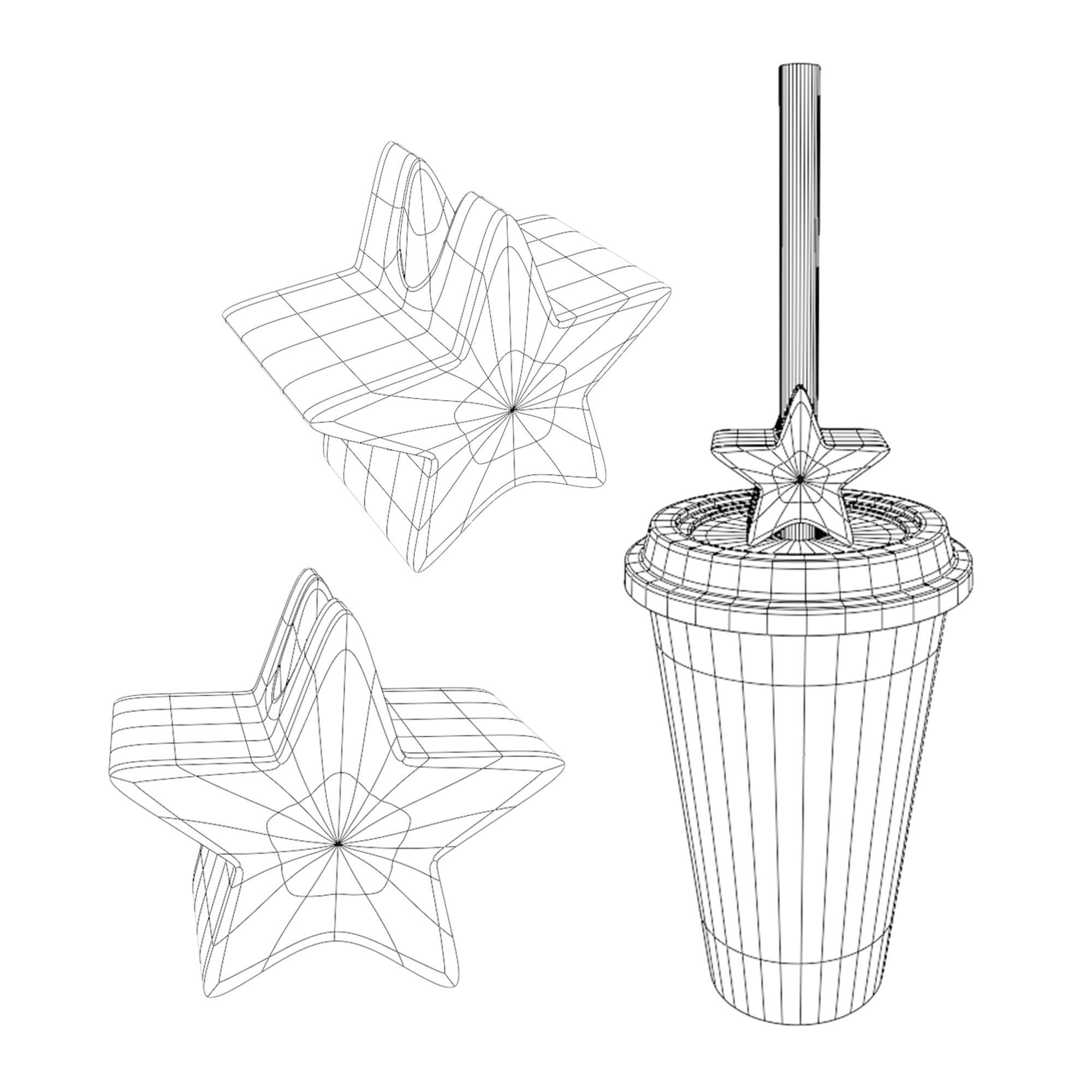 Stl file of Straw topper D12 Star for 3d printing 3D print model_4