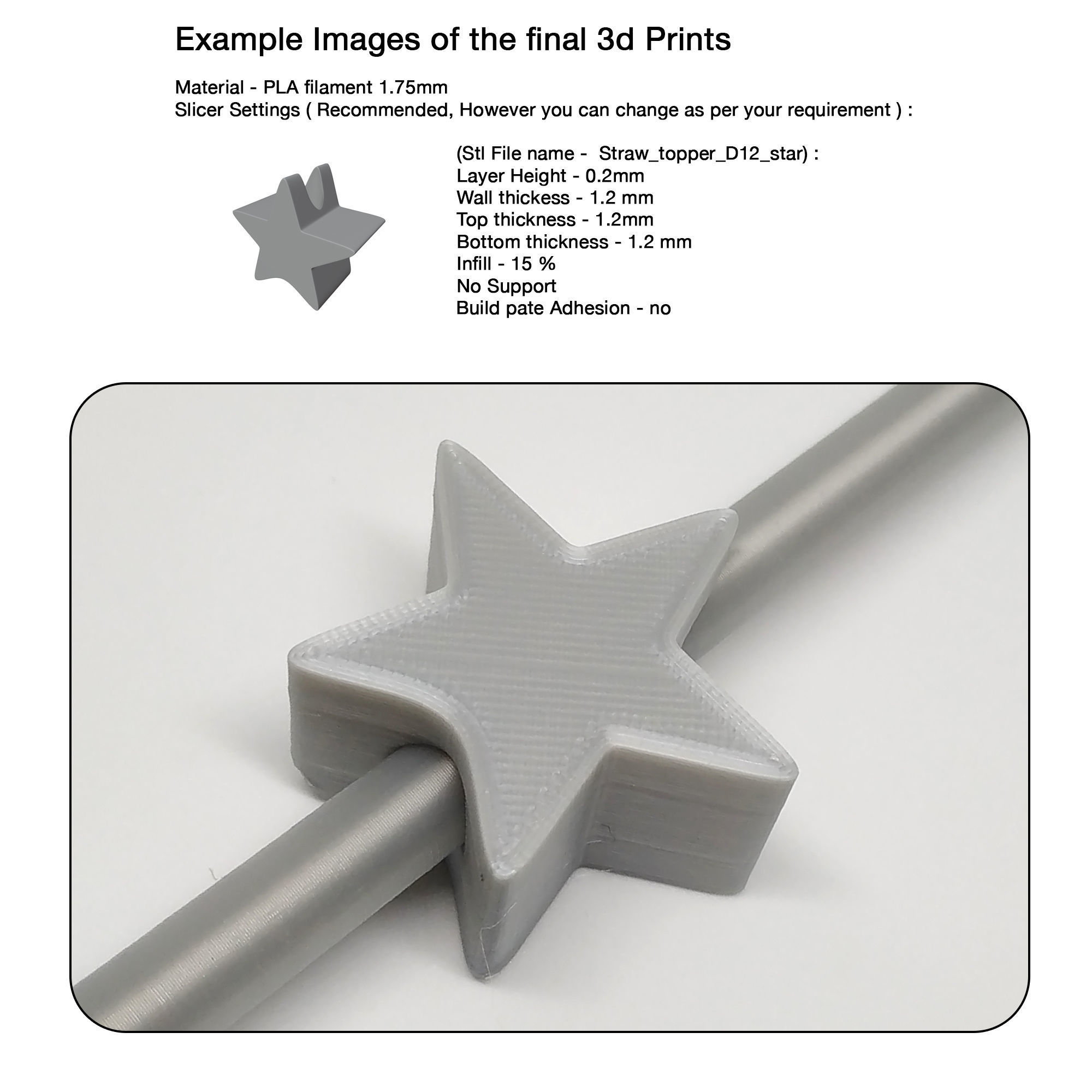 Stl file of Straw topper D12 Star for 3d printing 3D print model_3