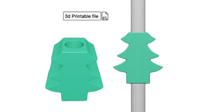 Stl file of Straw topper D13 Christmas tree for 3d printing 3D print model