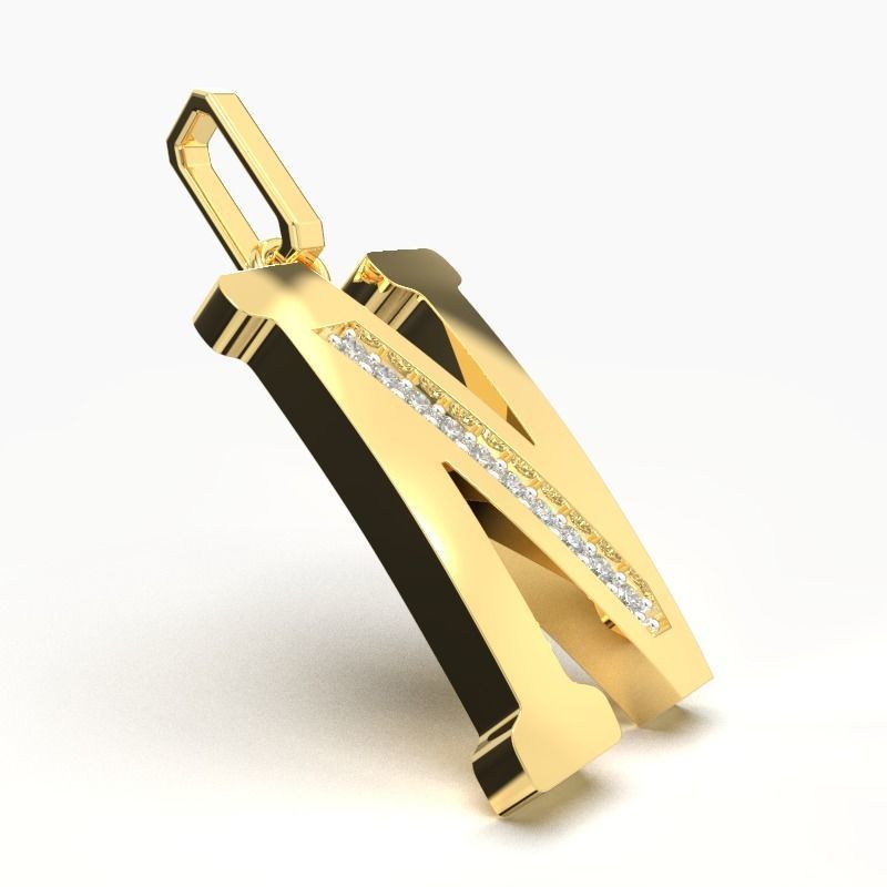 N SCRIPT DIAMOND PENDANT 3D print model_2