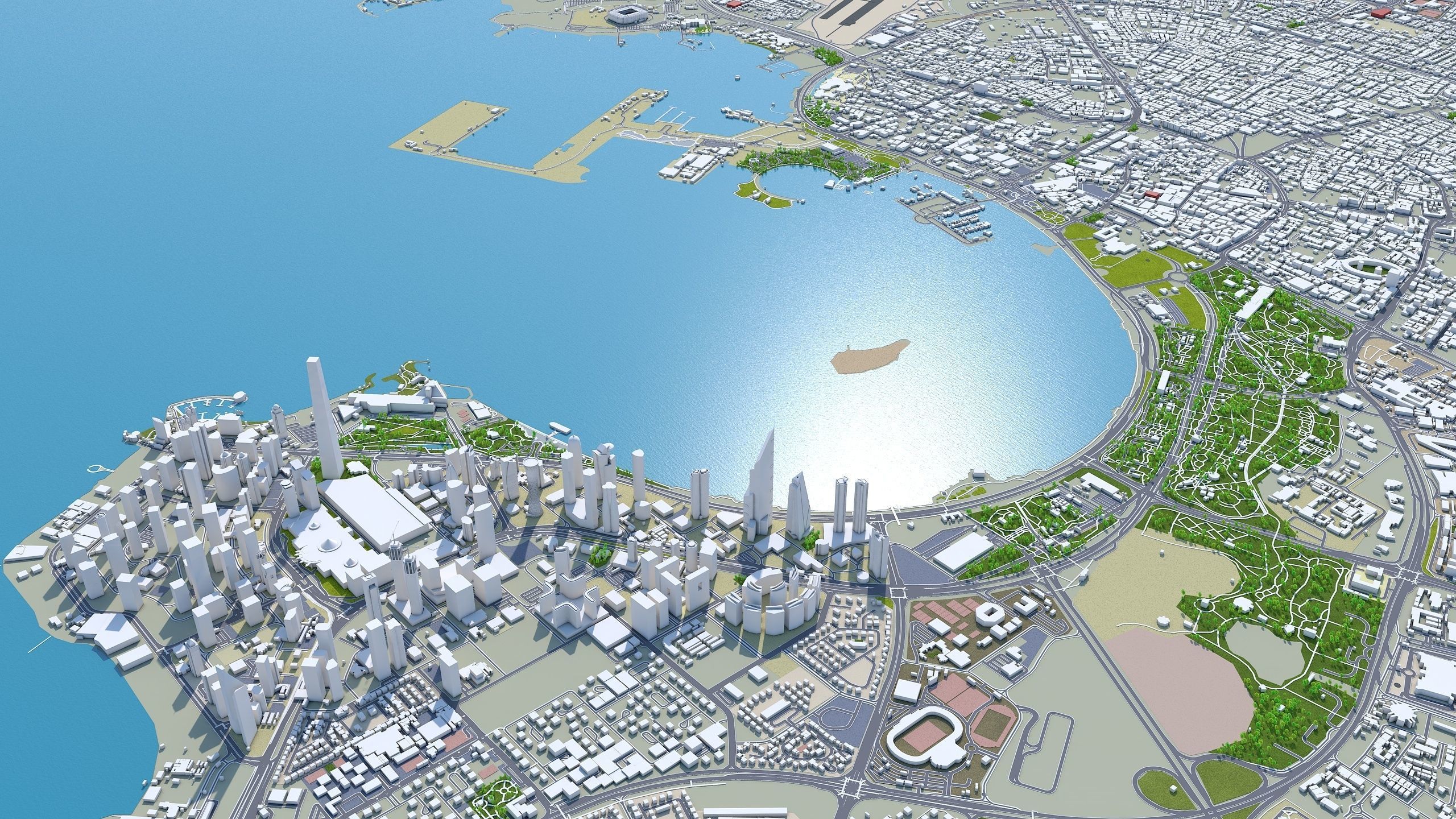 Doha City in Qatar Low-poly 3D model_12