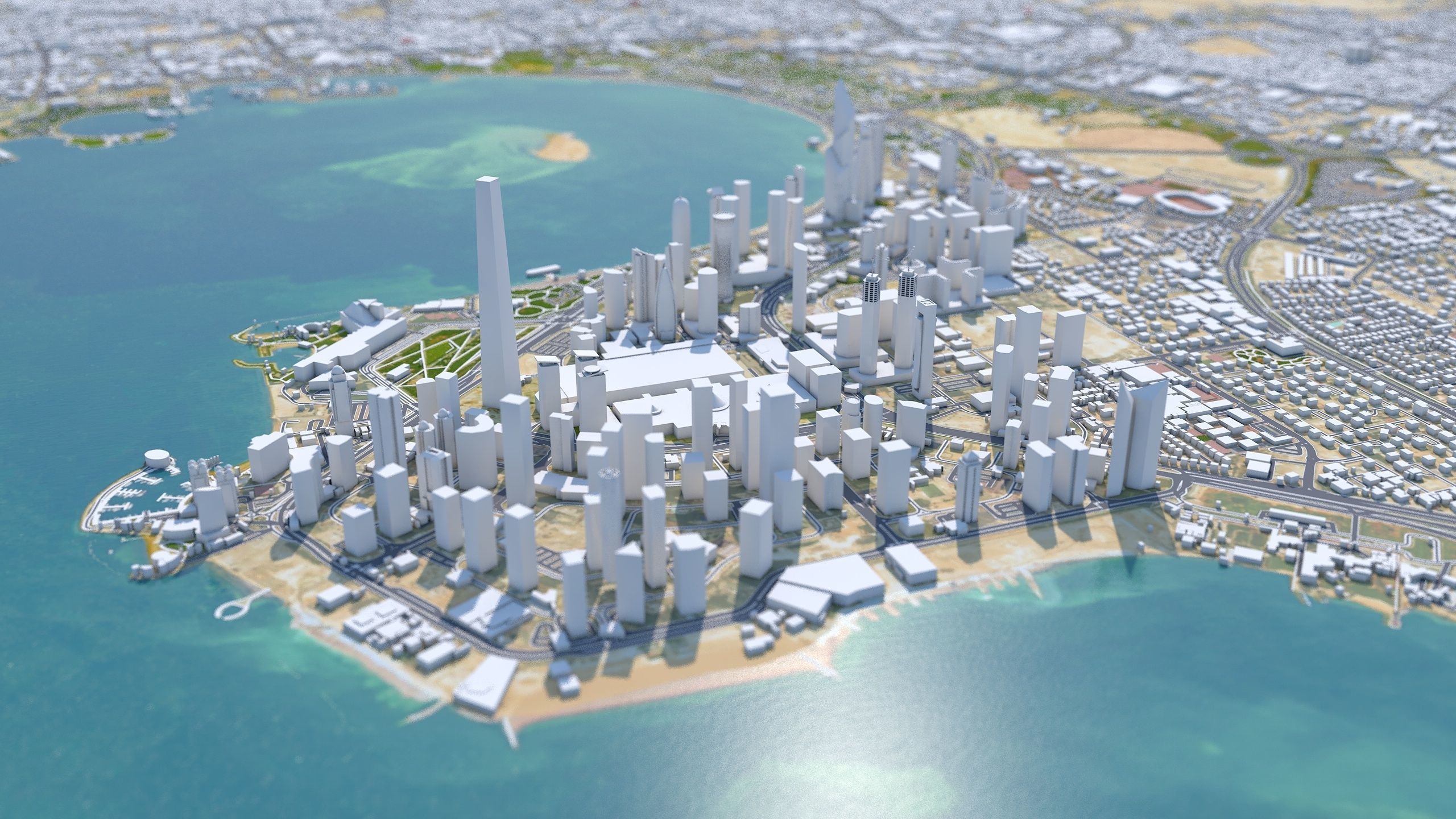 Doha City in Qatar Low-poly 3D model_1