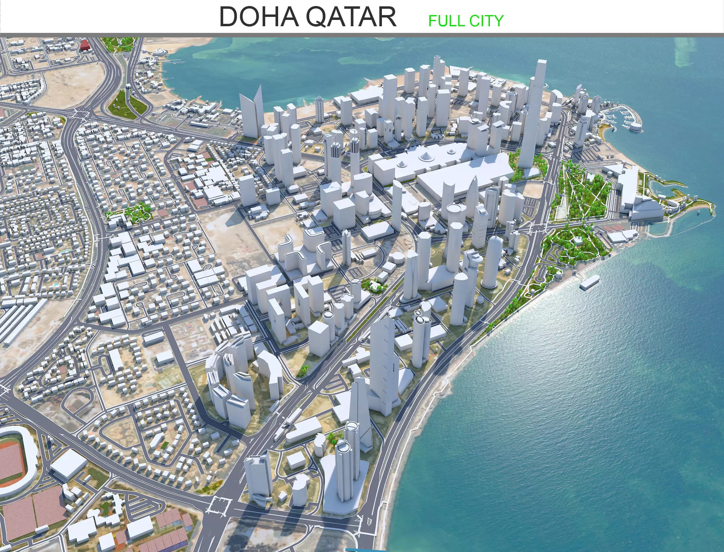 Doha City in Qatar Low-poly 3D model_0