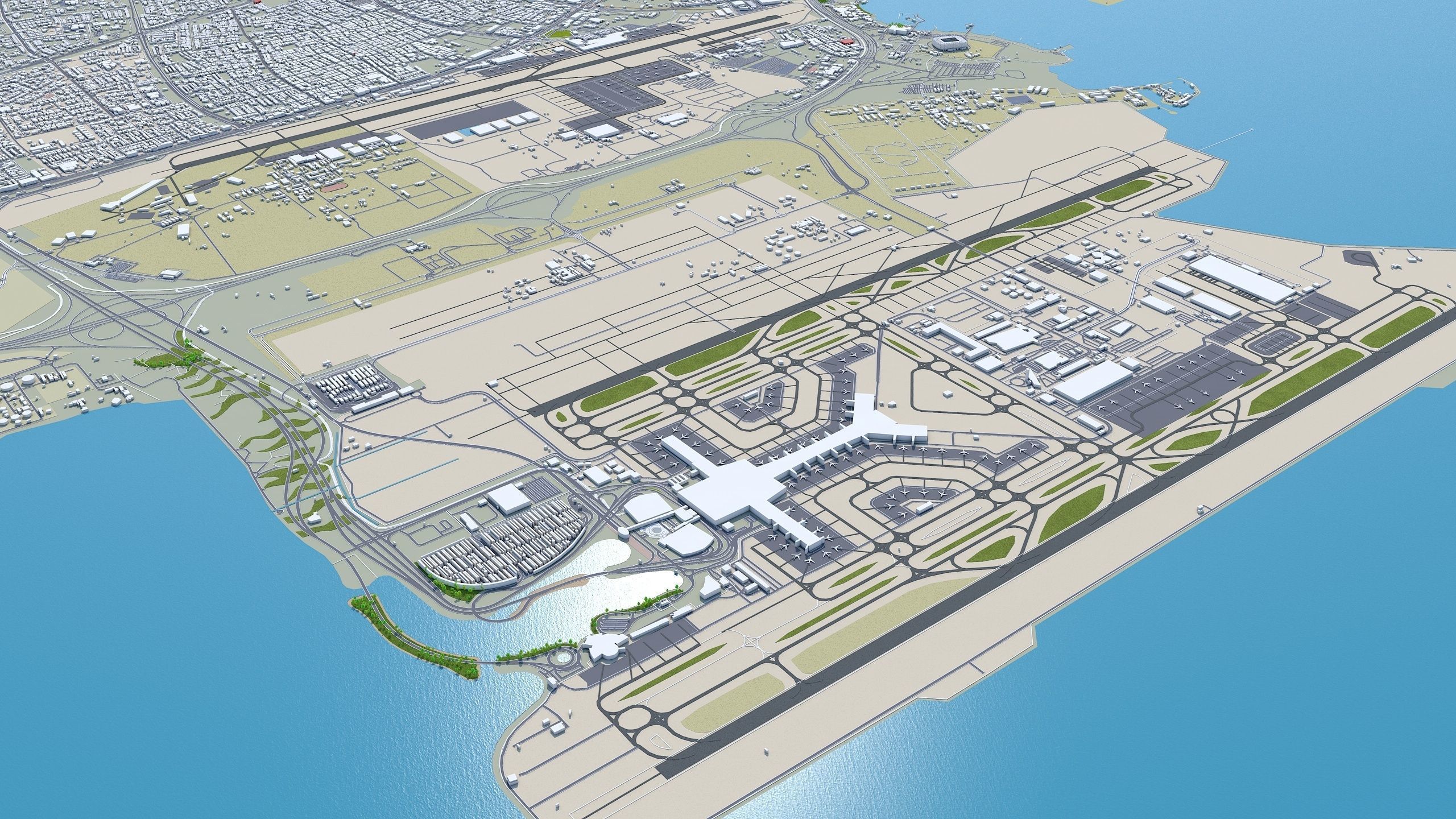 Doha City in Qatar Low-poly 3D model_13