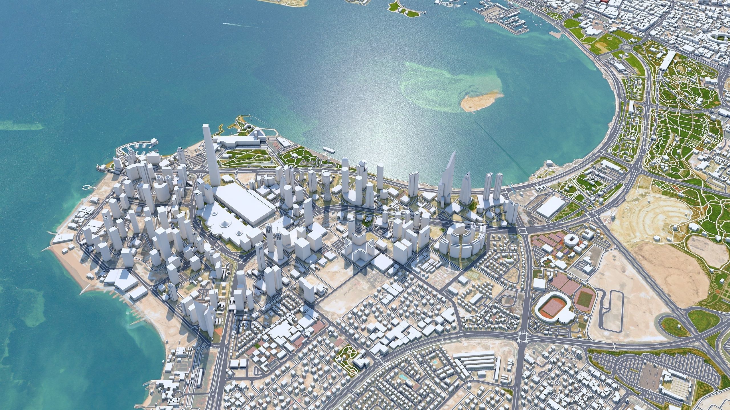 Doha City in Qatar Low-poly 3D model_8