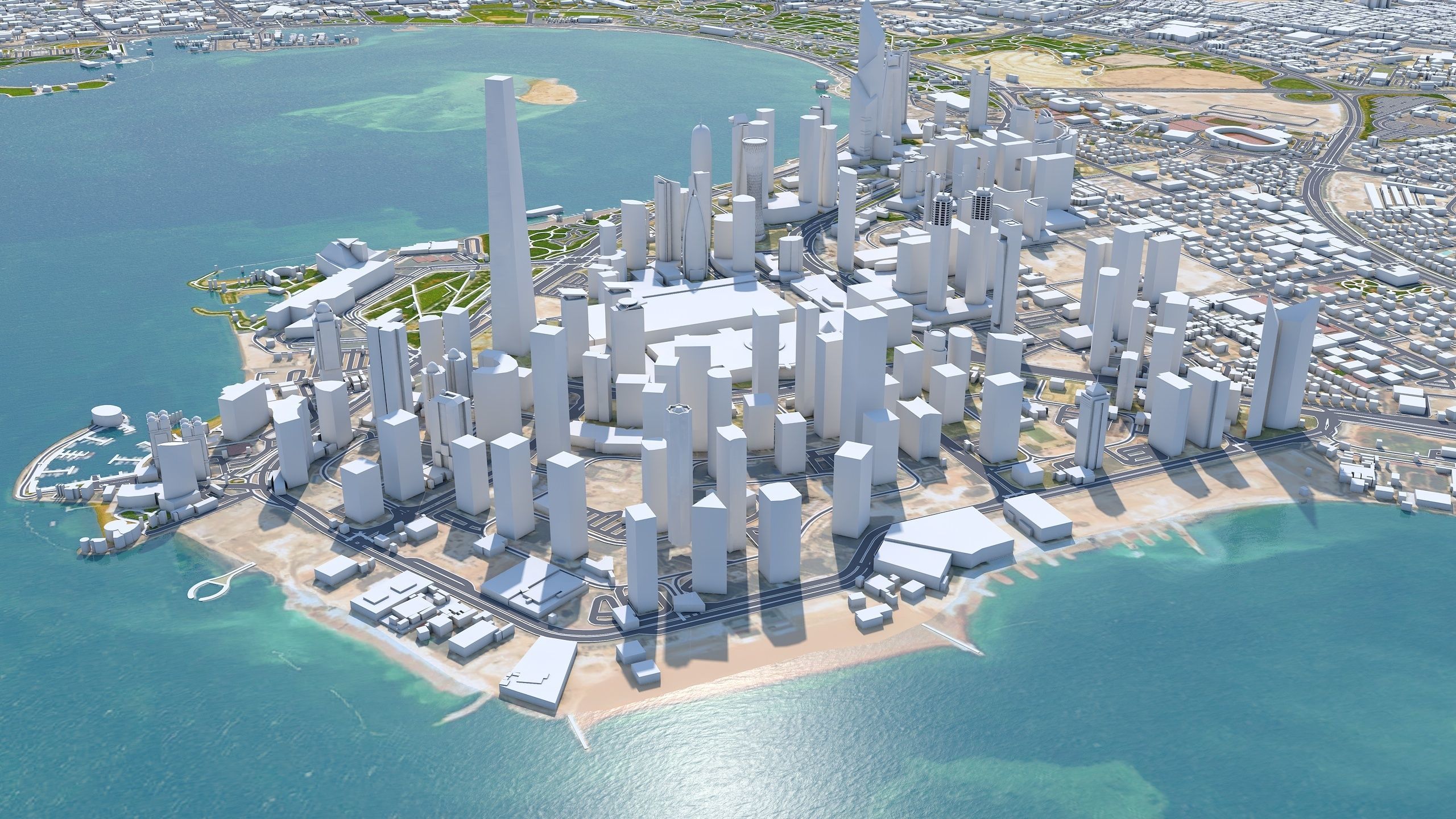 Doha City in Qatar Low-poly 3D model_9