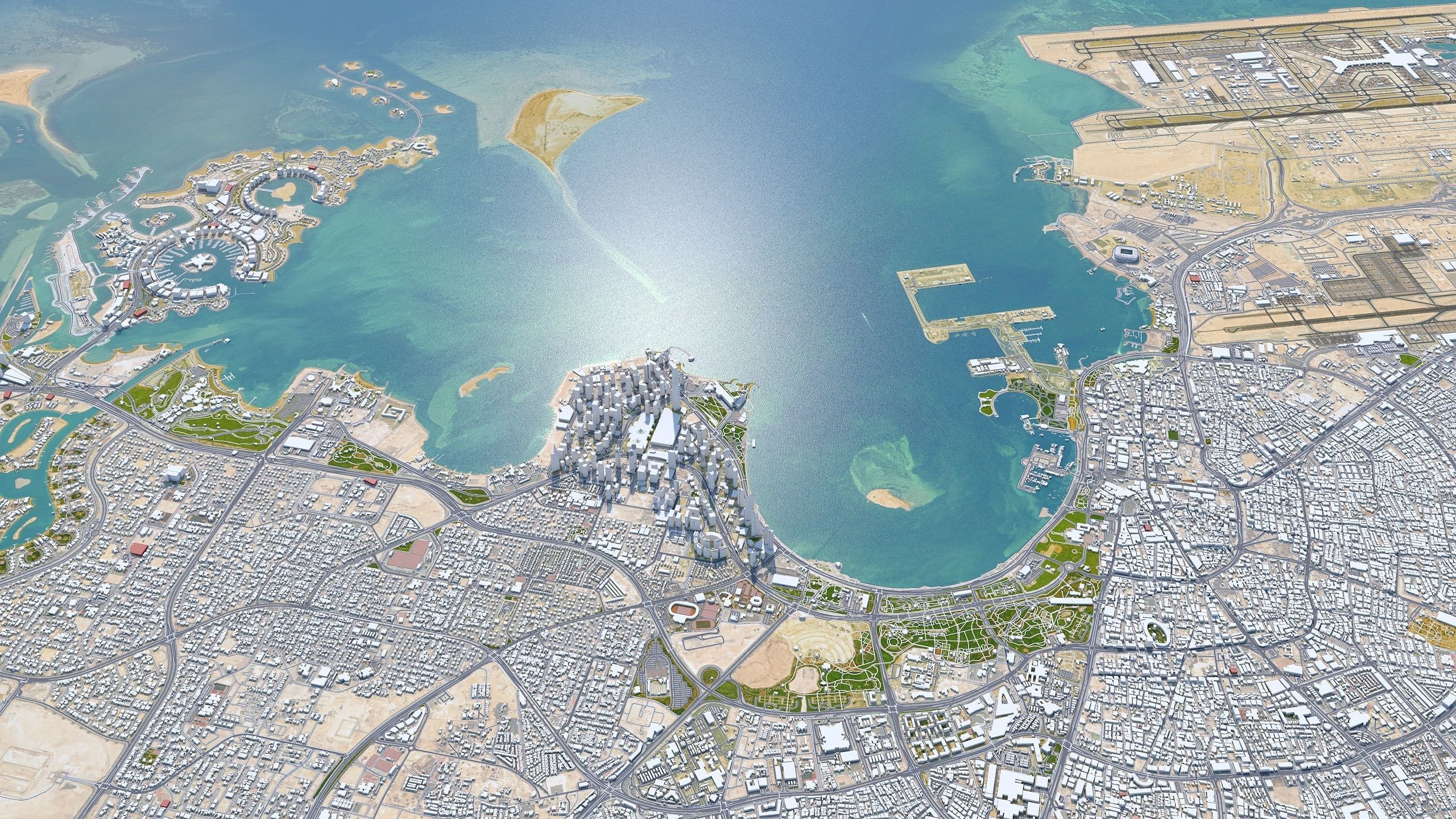 Doha City in Qatar Low-poly 3D model_7