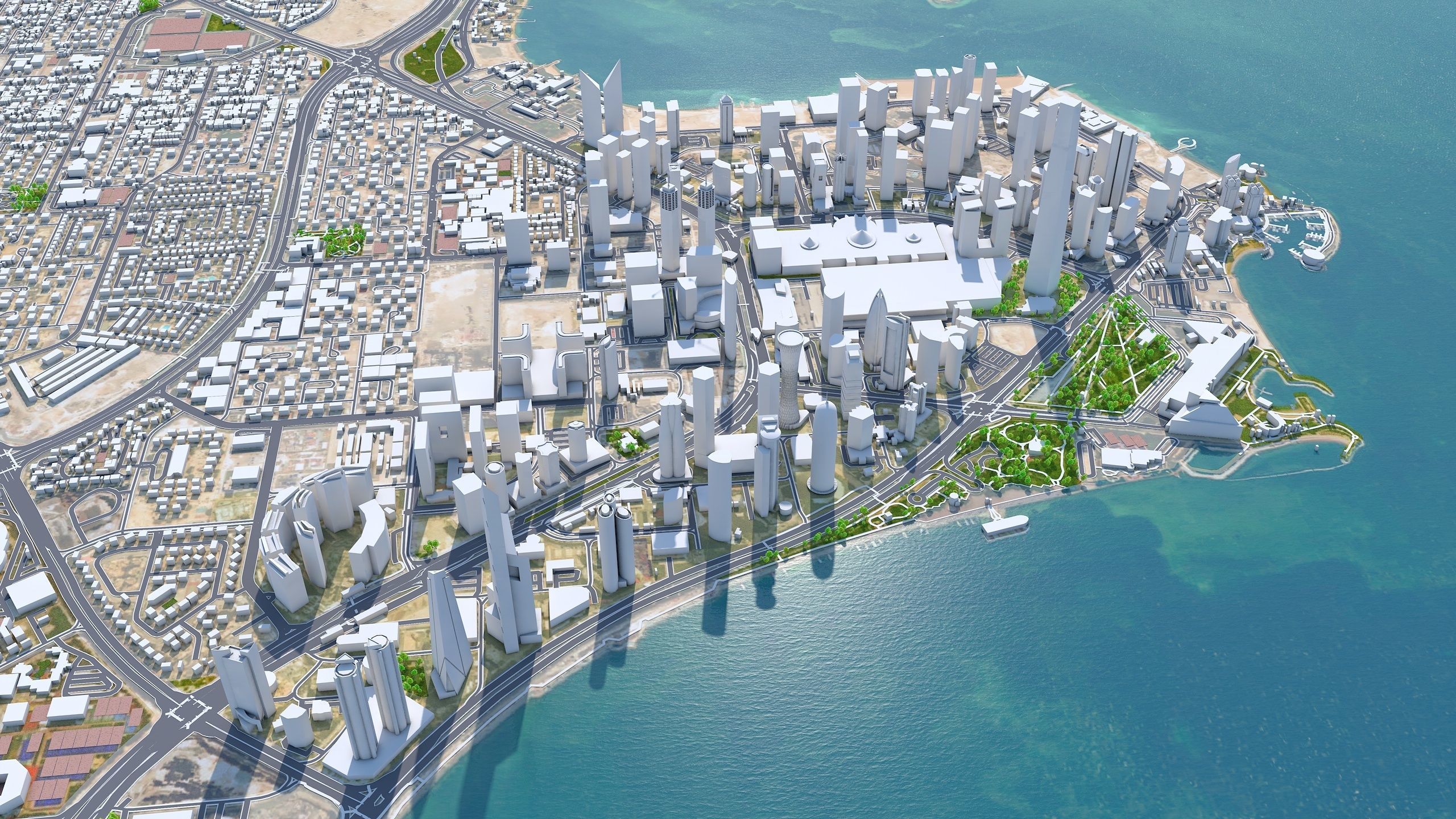 Doha City in Qatar Low-poly 3D model_2