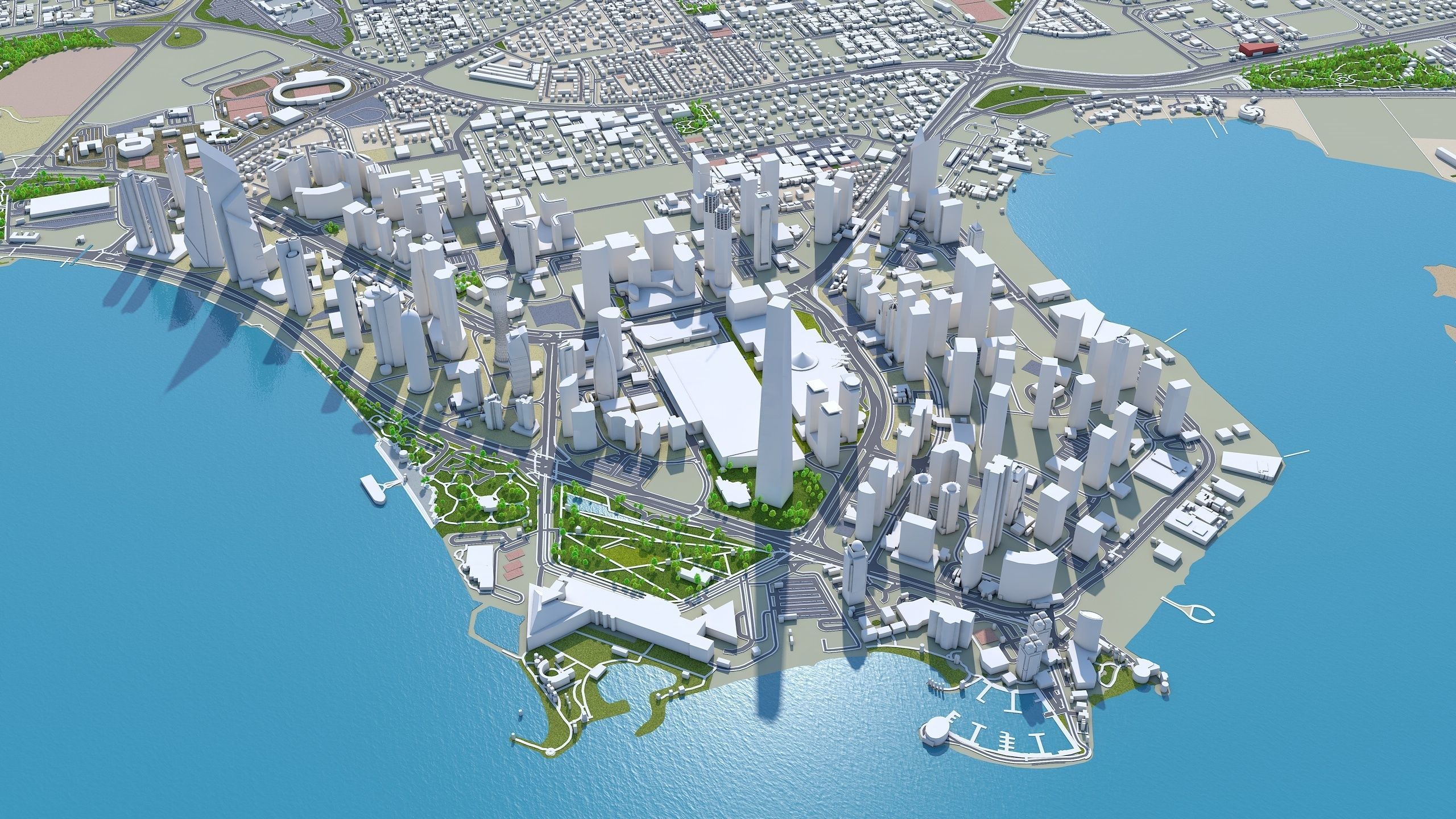 Doha City in Qatar Low-poly 3D model_10