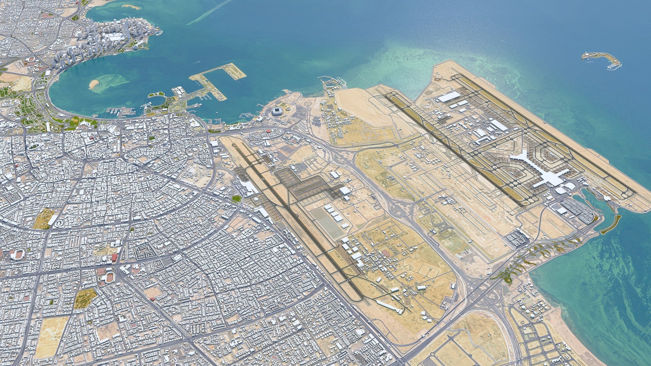 Doha City in Qatar Low-poly 3D model_4
