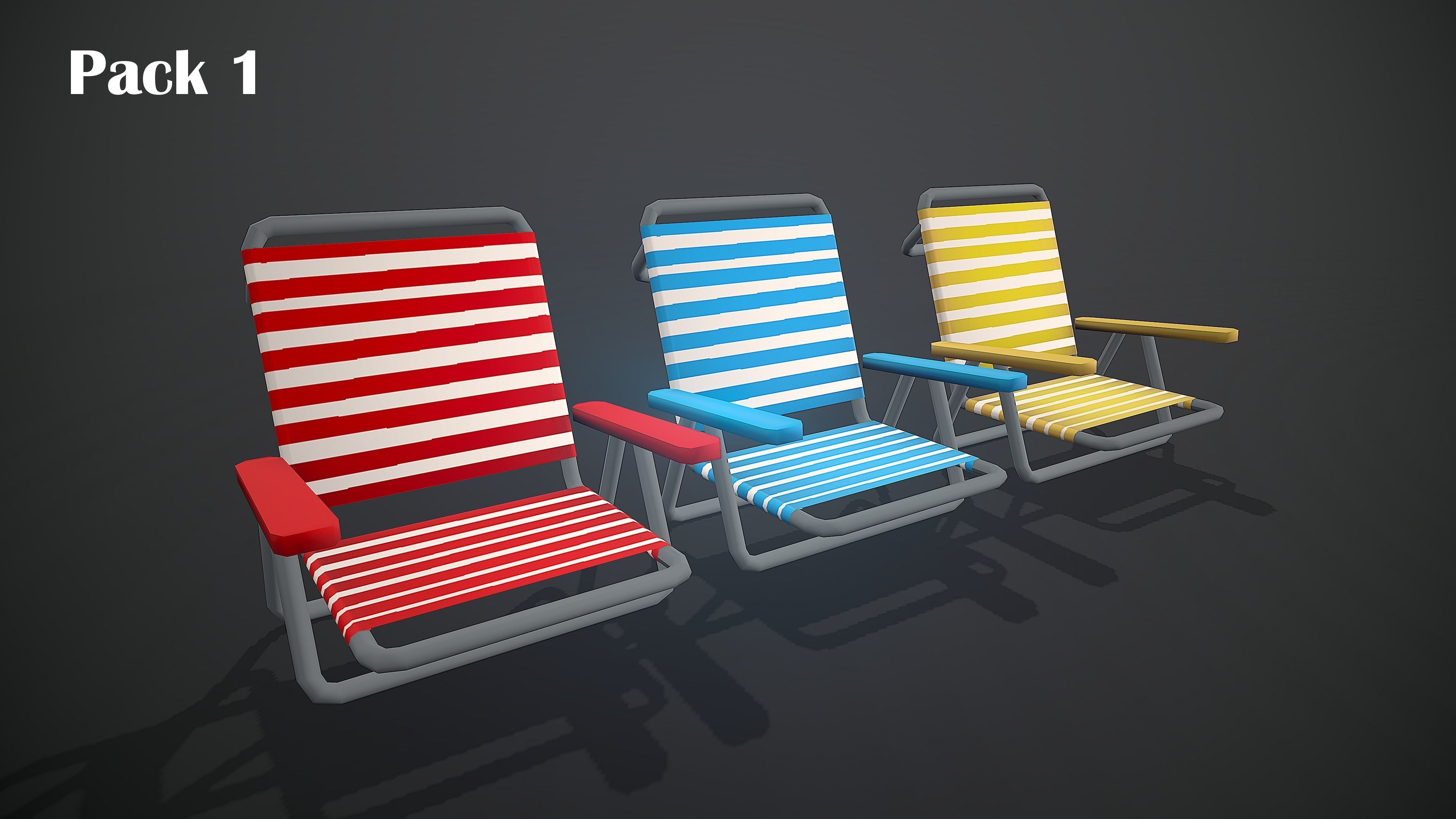 BEACH ASSETS Low-poly 3D model_6