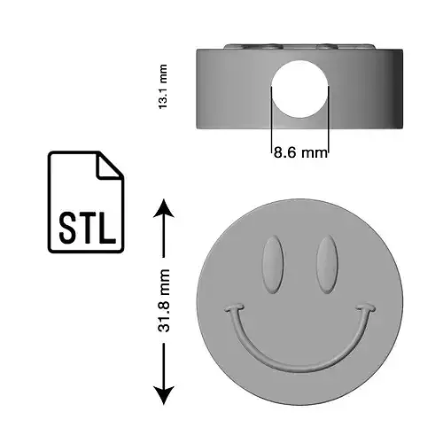 Stl file of Straw topper Smiley for 3d printing