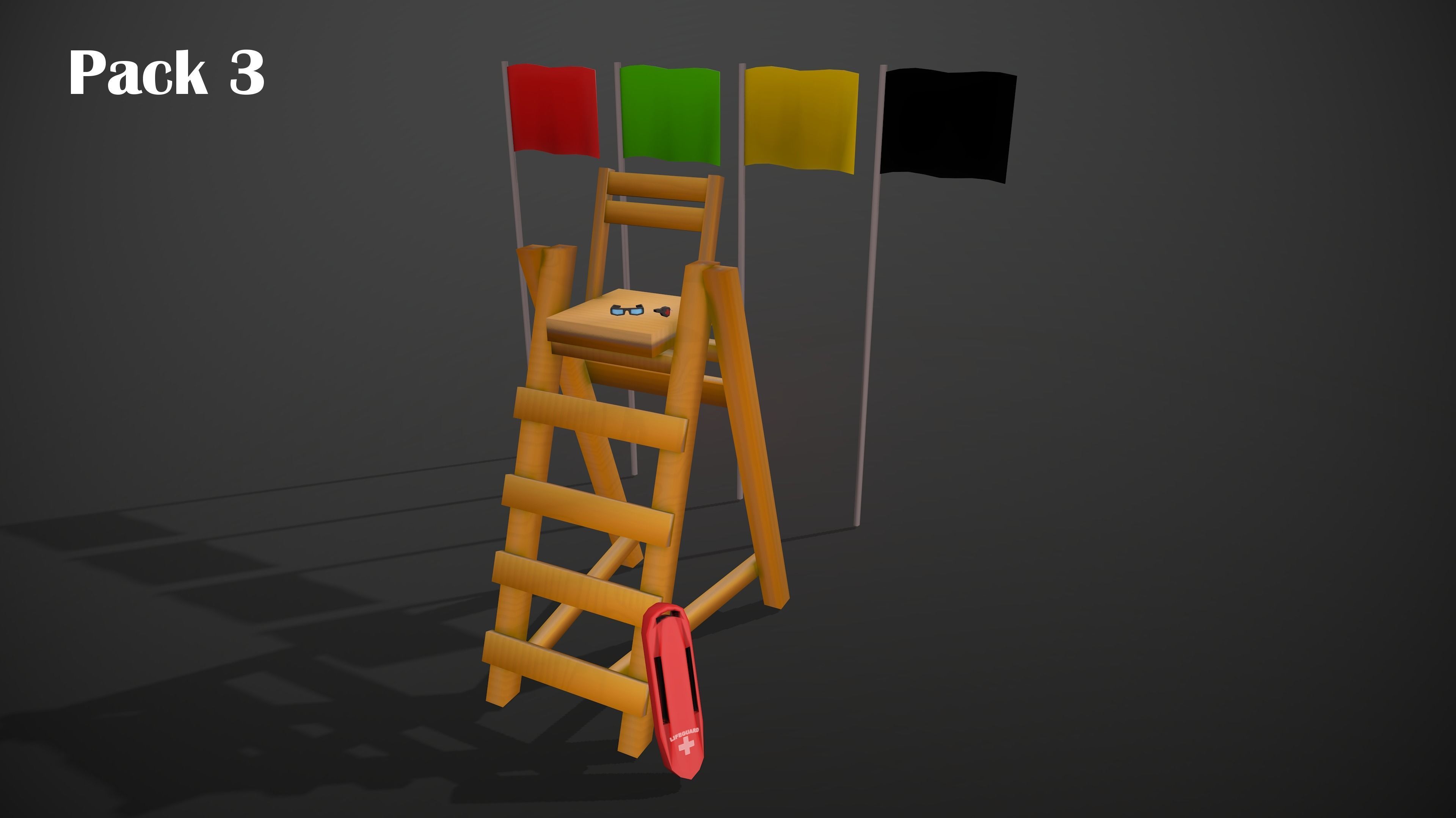 BEACH ASSETS Low-poly 3D model_4