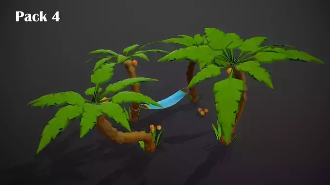 BEACH ASSETS Low-poly 3D model