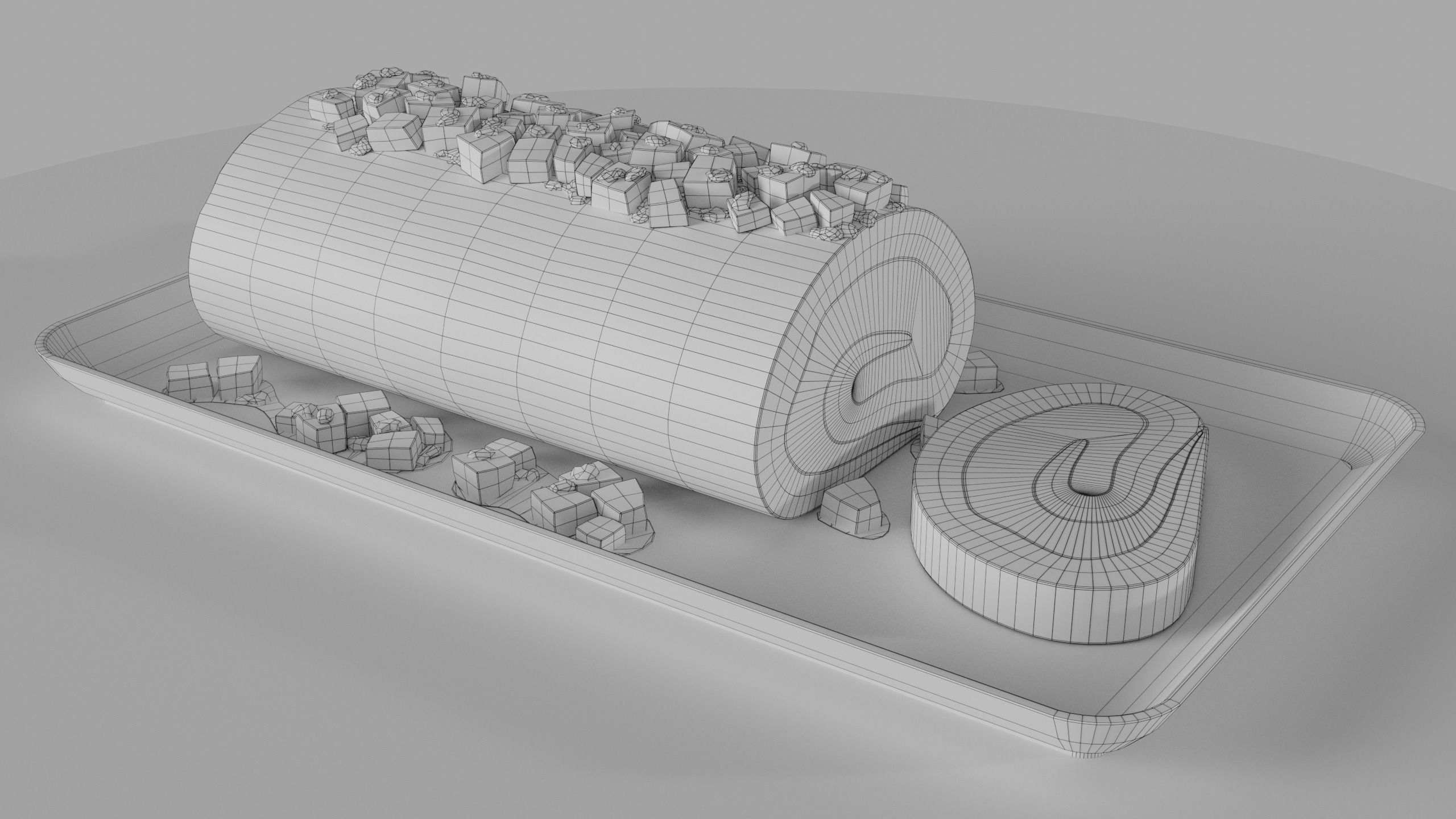 Mango and passionfruit meringue roulade 3D model_5