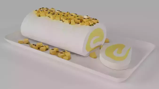 Mango and passionfruit meringue roulade 3D model