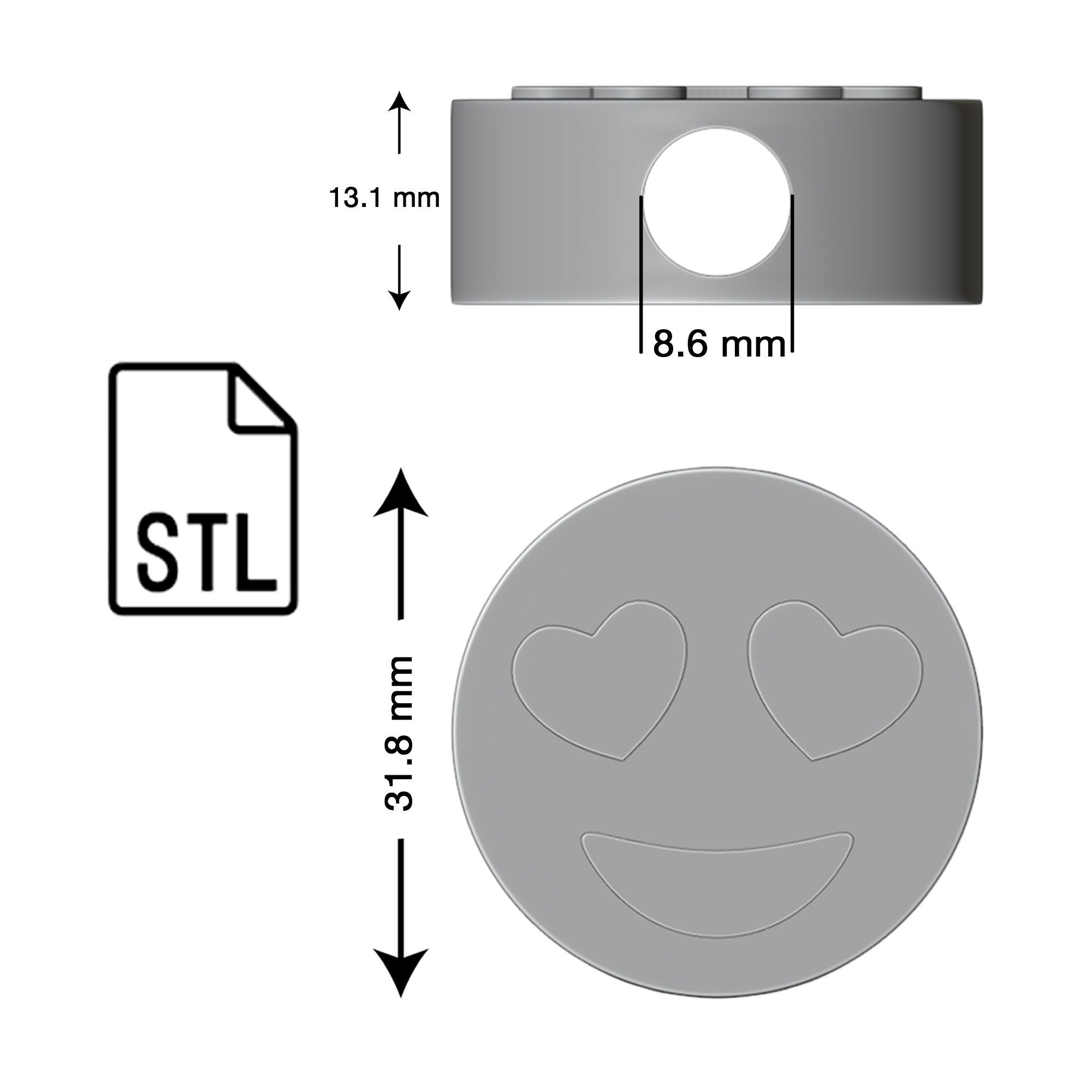 Stl file of Straw topper heart Smiley for 3d printing 3D print model_1