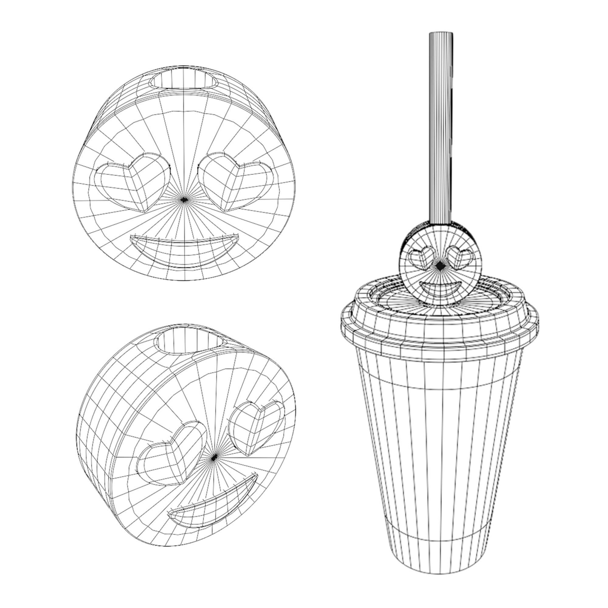 Stl file of Straw topper heart Smiley for 3d printing 3D print model_2