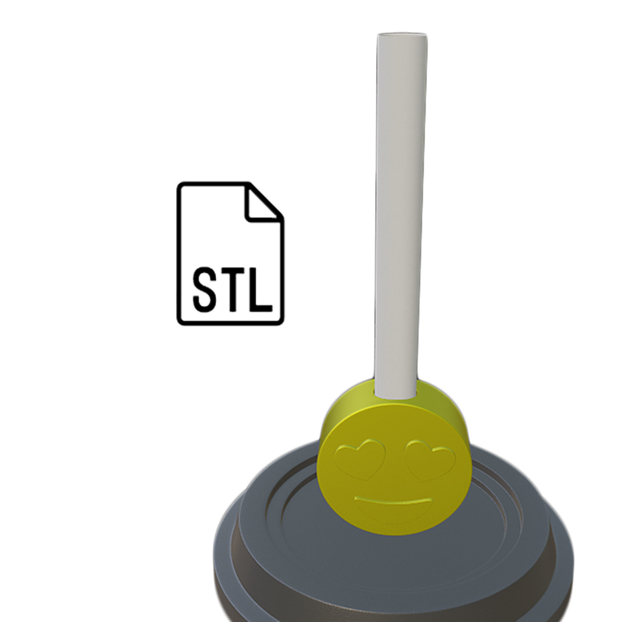 Stl file of Straw topper heart Smiley for 3d printing 3D print model_3