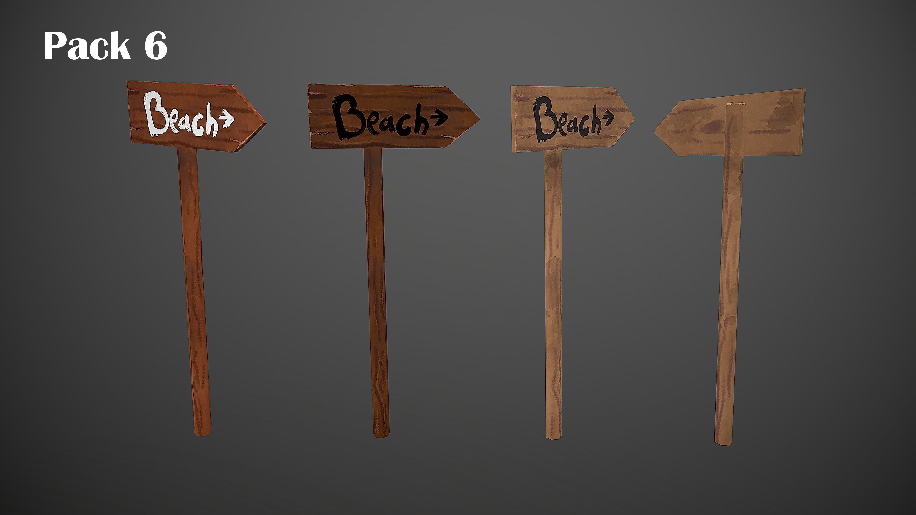 BEACH ASSETS Low-poly 3D model_9