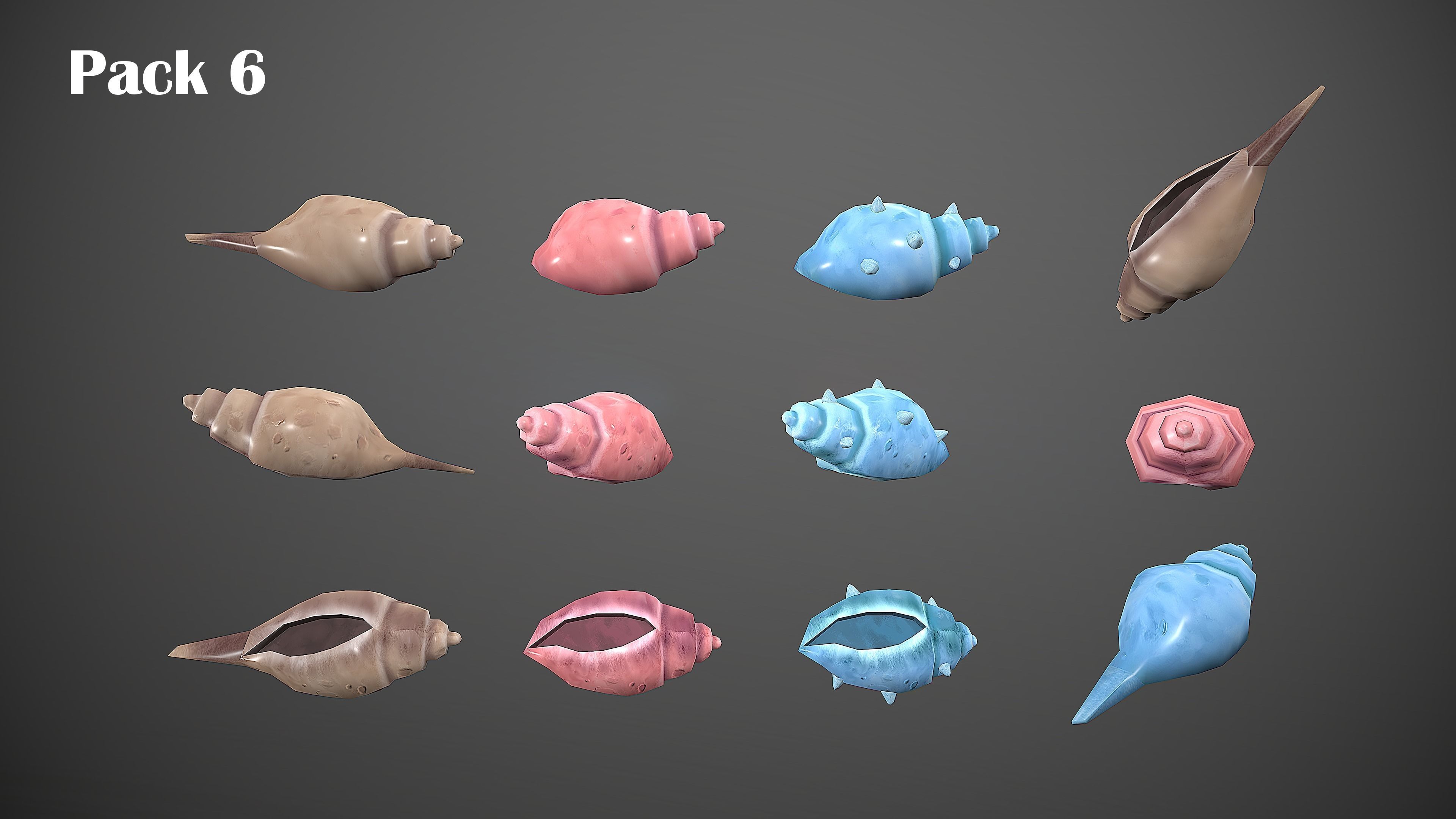 BEACH ASSETS Low-poly 3D model_7