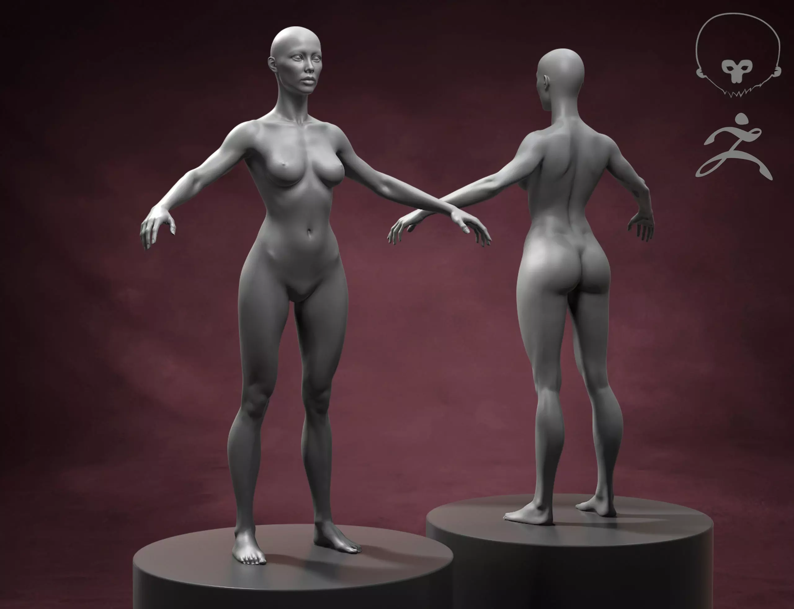 Athletic Woman Body Basemesh 3D model