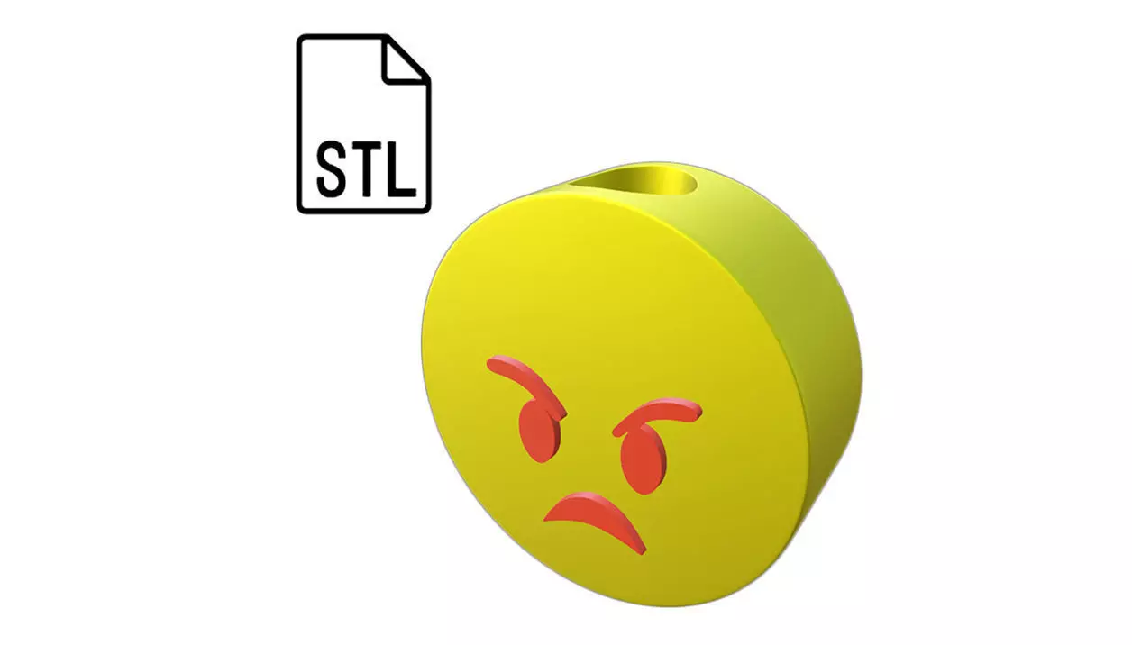 Stl file of Straw topper Angry  Smiley for 3d printing 3D print model_0