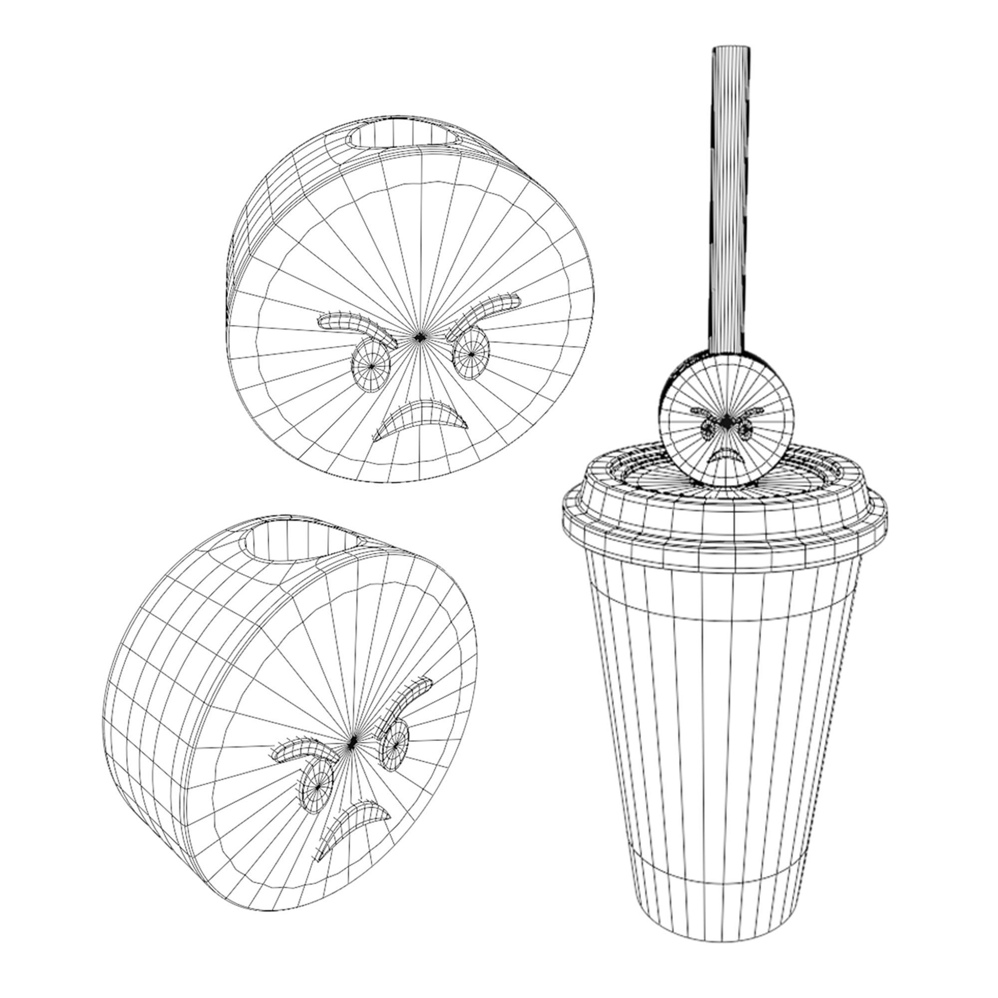 Stl file of Straw topper Angry  Smiley for 3d printing 3D print model_2
