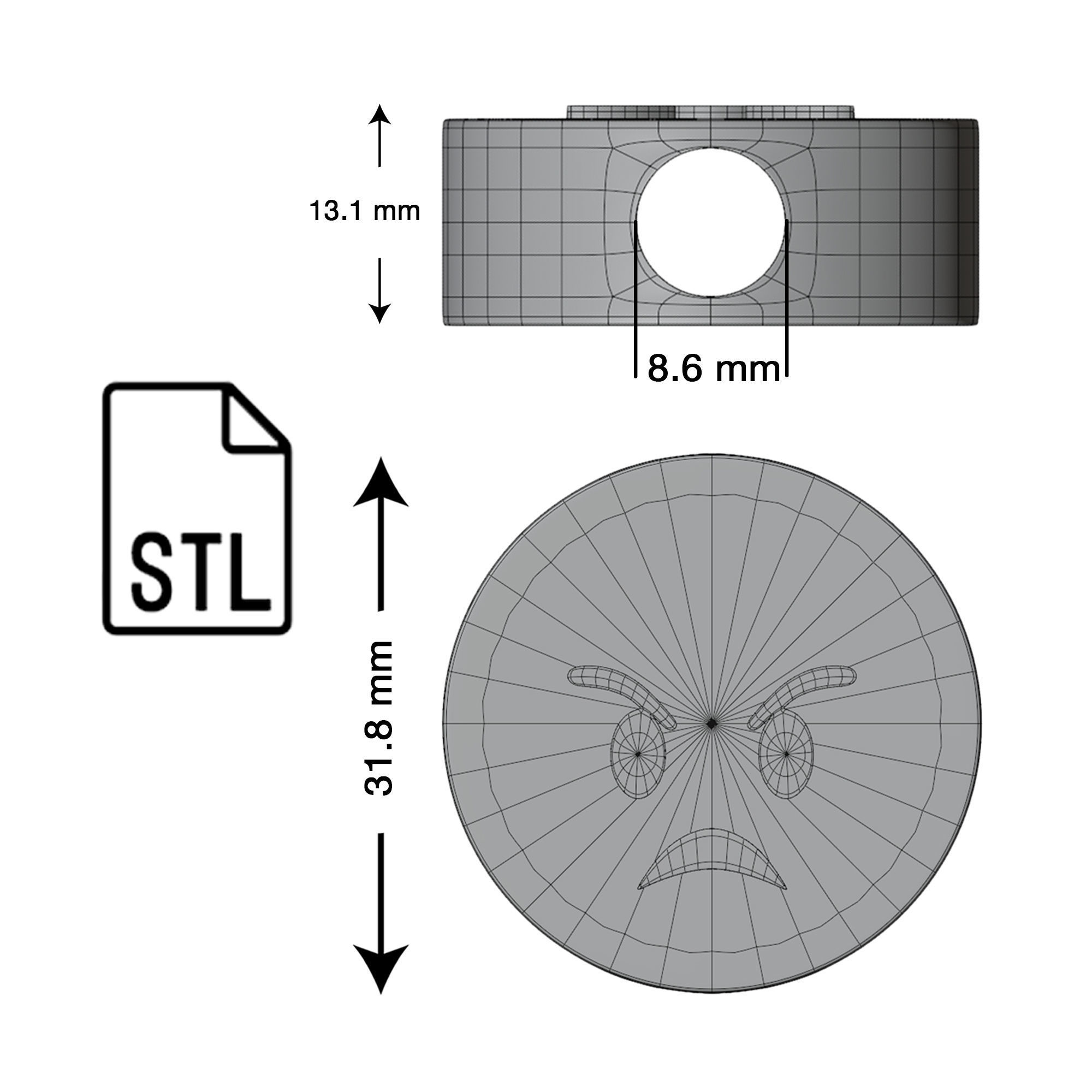 Stl file of Straw topper Angry  Smiley for 3d printing 3D print model_1